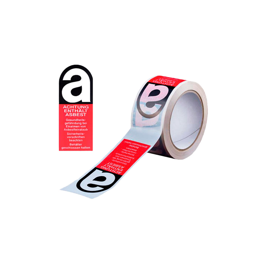 Bild 1 Klebeband-Rolle:  Aufschrift „Achtung Asbest“ 50 mm x 66m