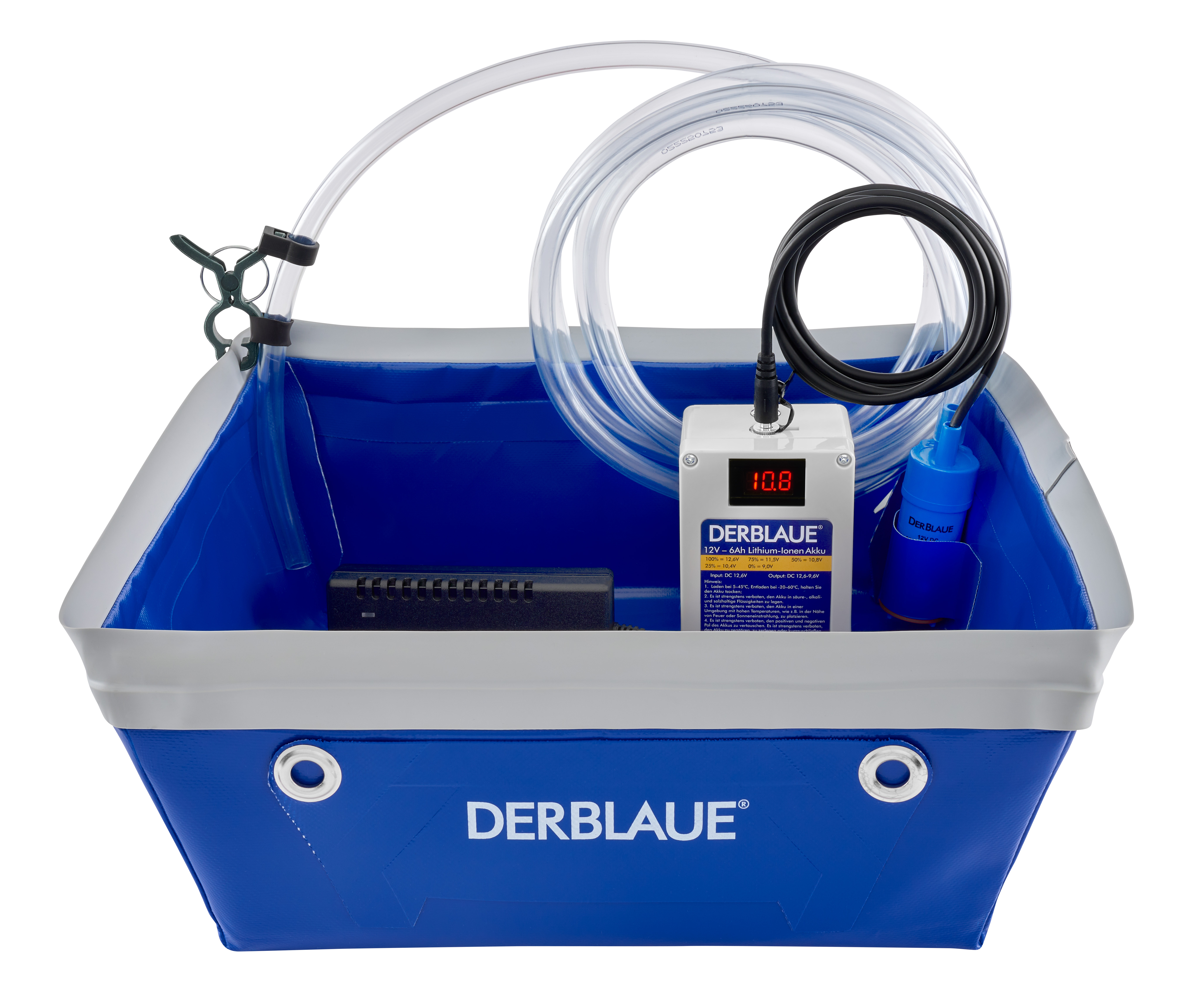 Bild 1 Set mit Akku, inkl. Wanne, Pumpsystem, Netzteil und Schlauch