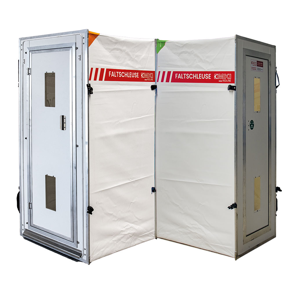 Bild 1 MKI REDLINE Faltschleuse 3 Kammer, L-förmig