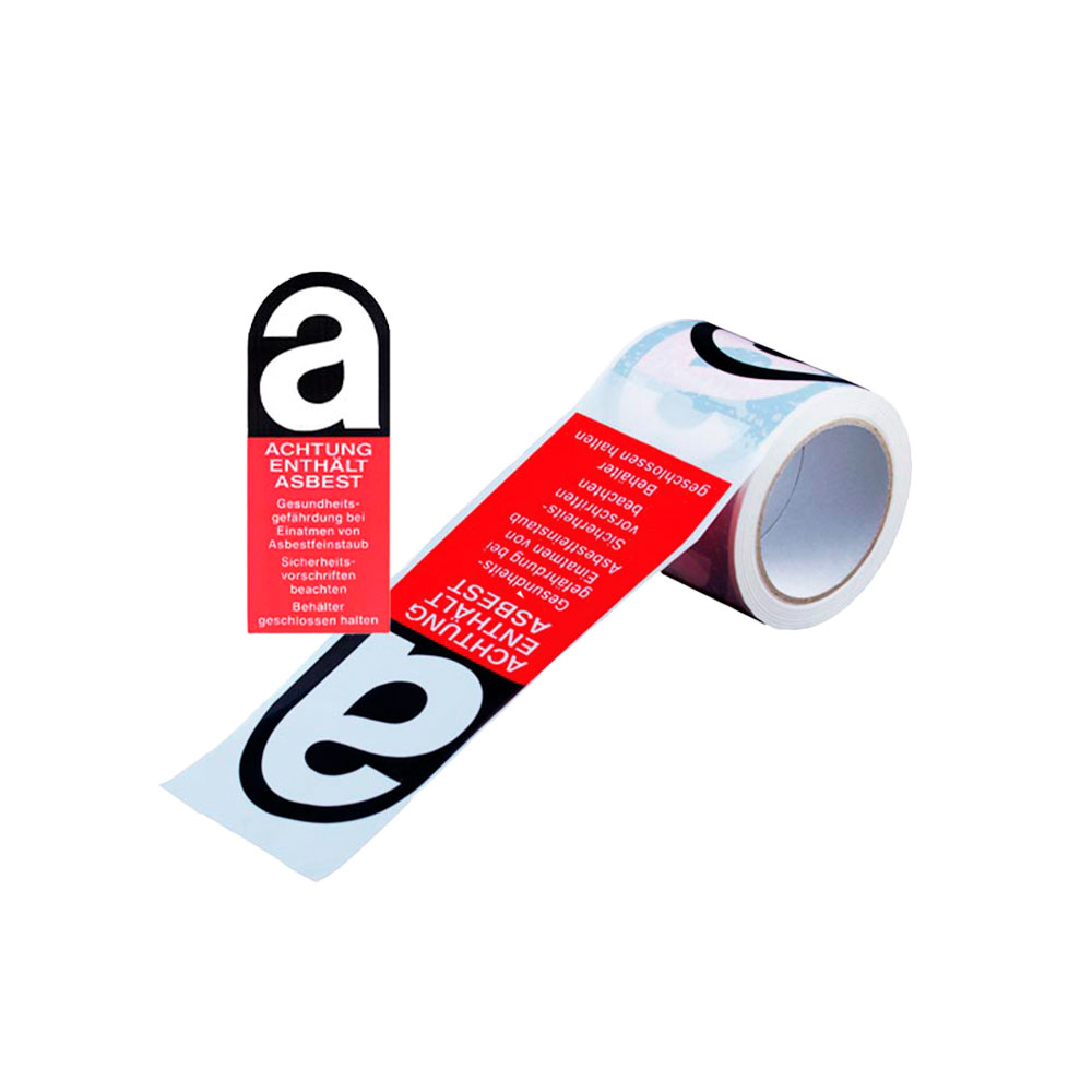 Bild 1 Klebeband-Rolle:  Aufschrift „Achtung Asbest“ 100 mm x 66m